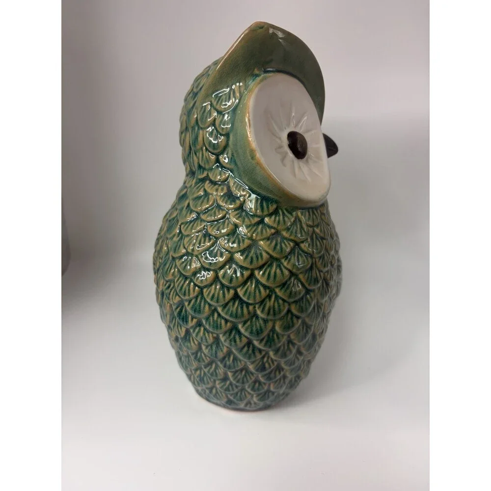 Wise Owl Green/Tan Ceramic 9”x5”x4”